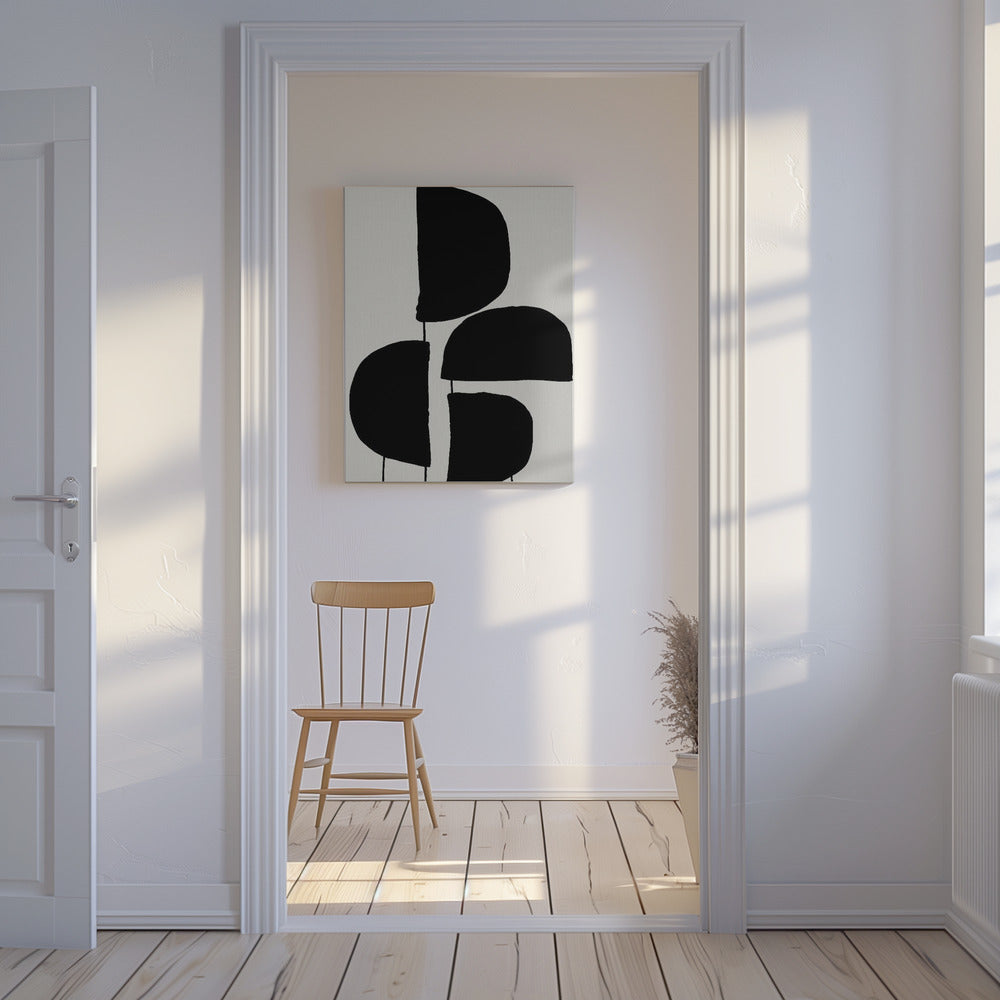 Minimalistische schwarze abstrakte Formen | Leinwand