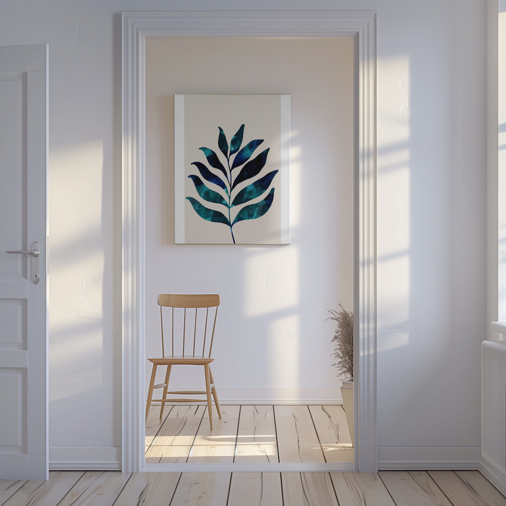 Botanical Design With Dark Blue Watercolor | Canvas