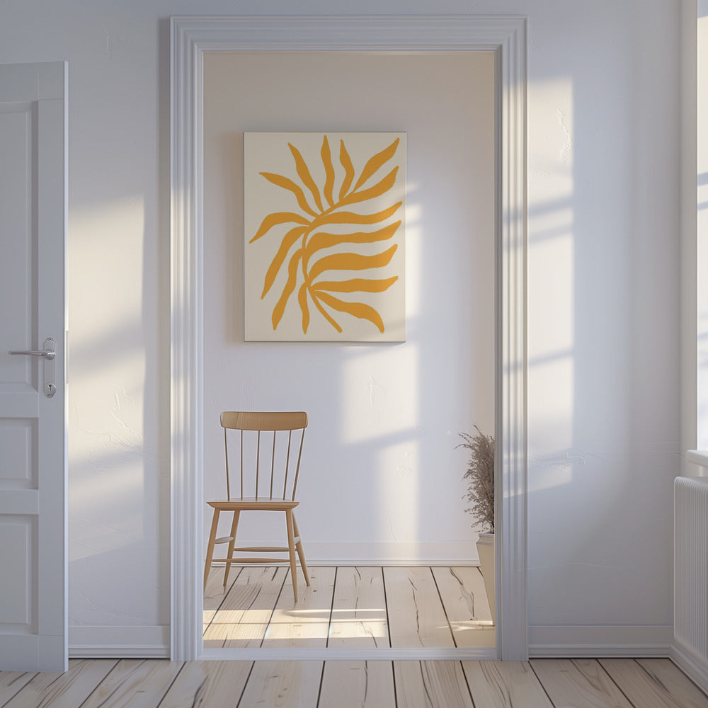 Gelbe Silhouette Strukturierter Zweig | Leinwand
