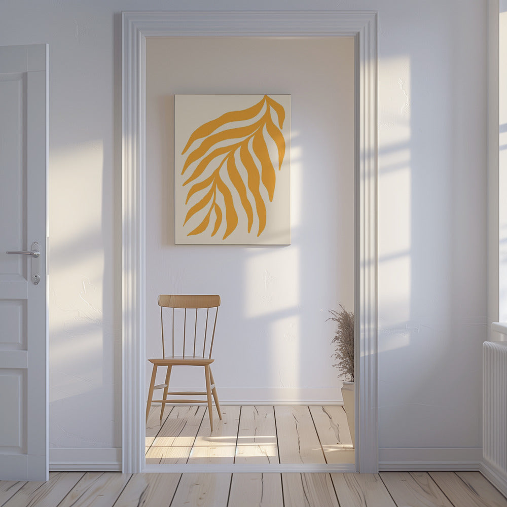 Gelbe Silhouette Strukturierter Zweig | Leinwand