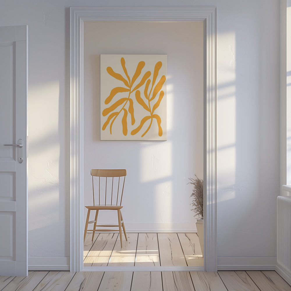 Yellow Leaf Silhouettes | Canvas
