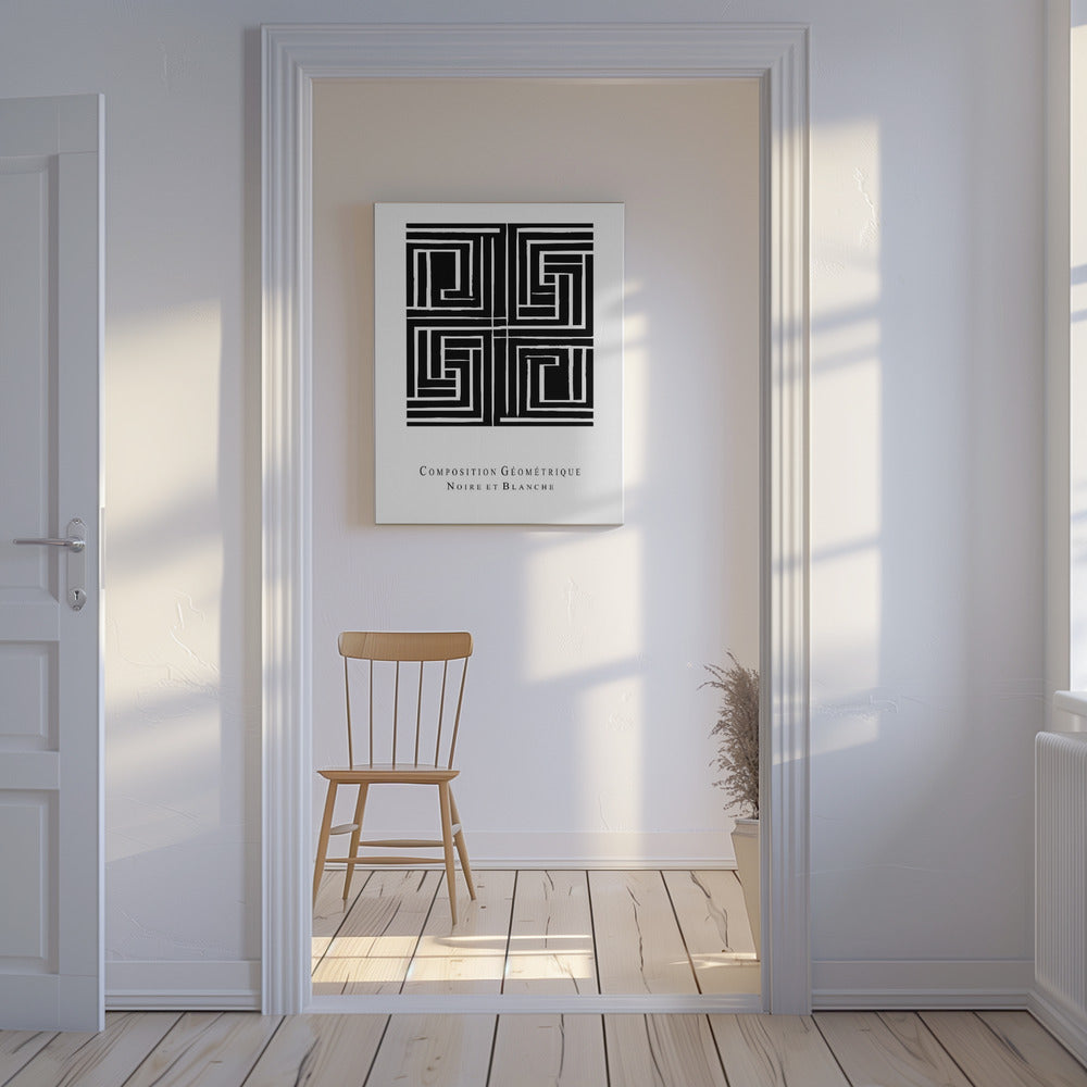 Komposition Géométrique Noire et Blanche | Leinwand