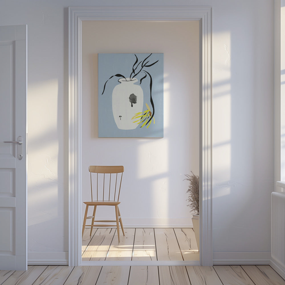 Vase und verwelkte Blüte | Leinwand