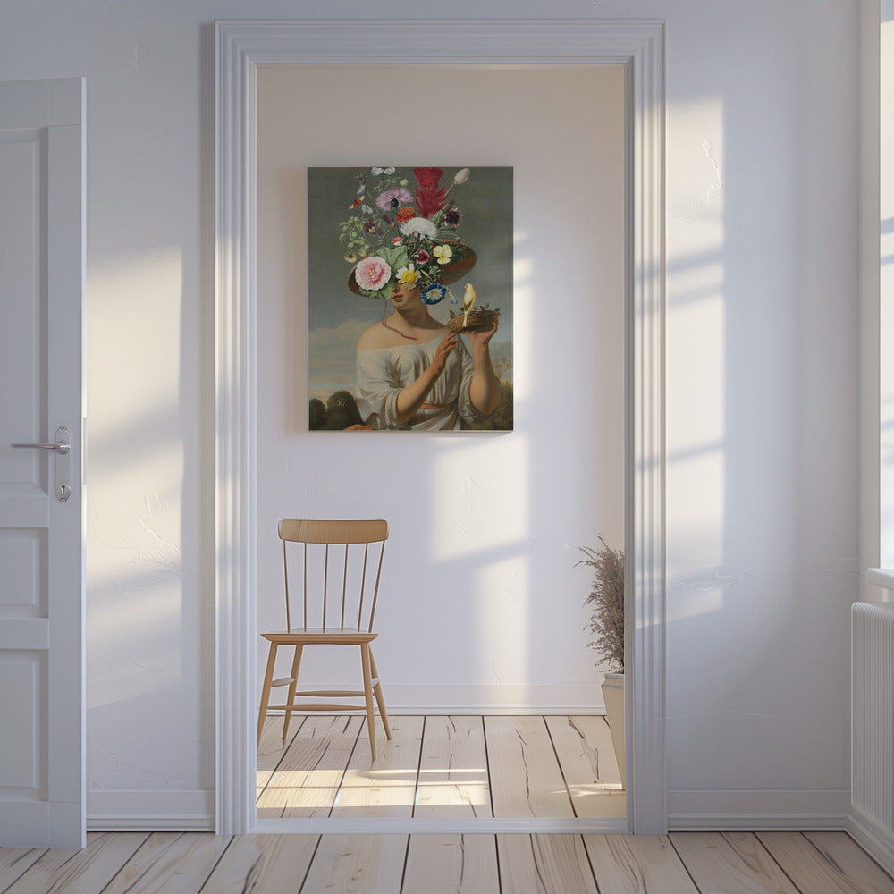 Woman In a Large Floral Hat | Canvas