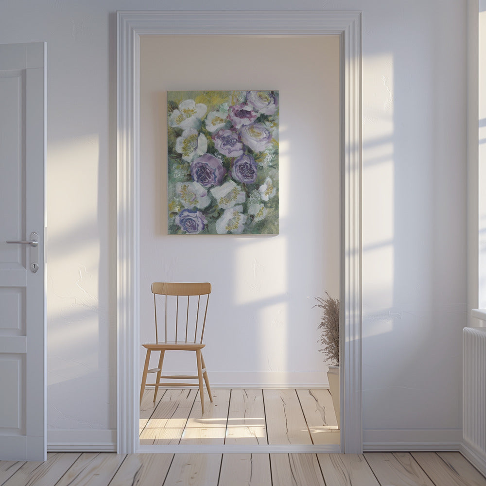 Floral Composition With White And Purple Flowers | Canvas