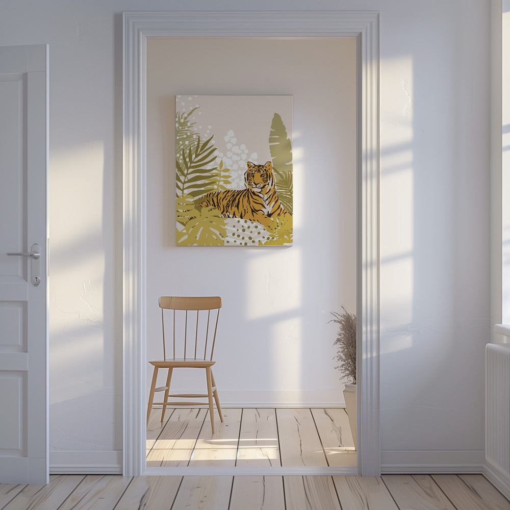 Tiger Laying Down von Cats and Dotz 30 X 42 Zoll | Leinwand