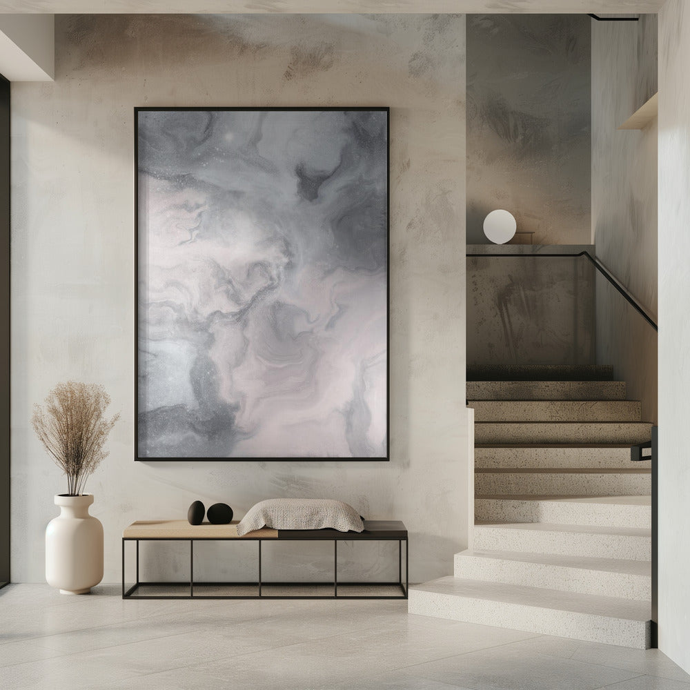Swirling gray and White Marble Textures | Poster
