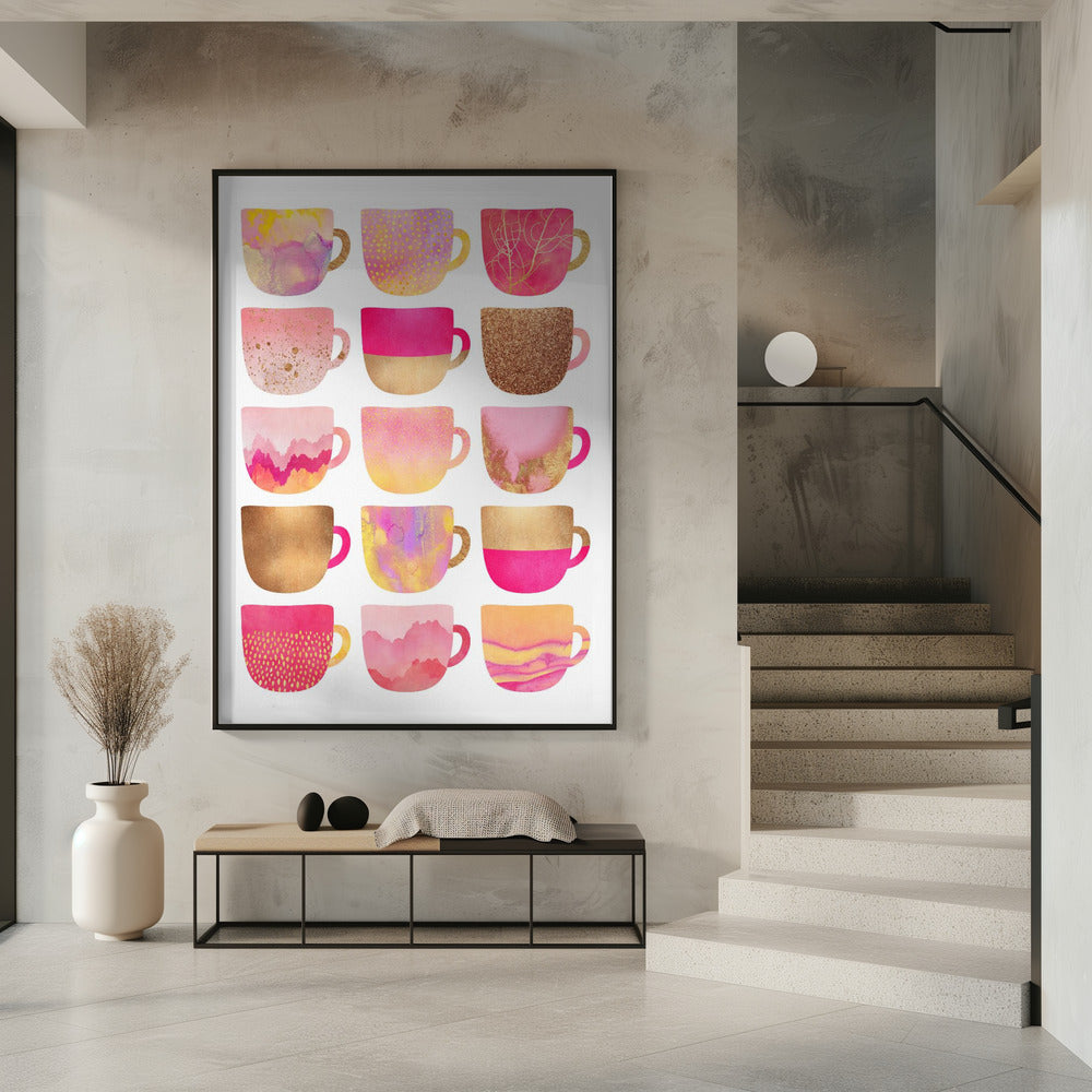 Hübsche rosa Kaffeetassen | Poster