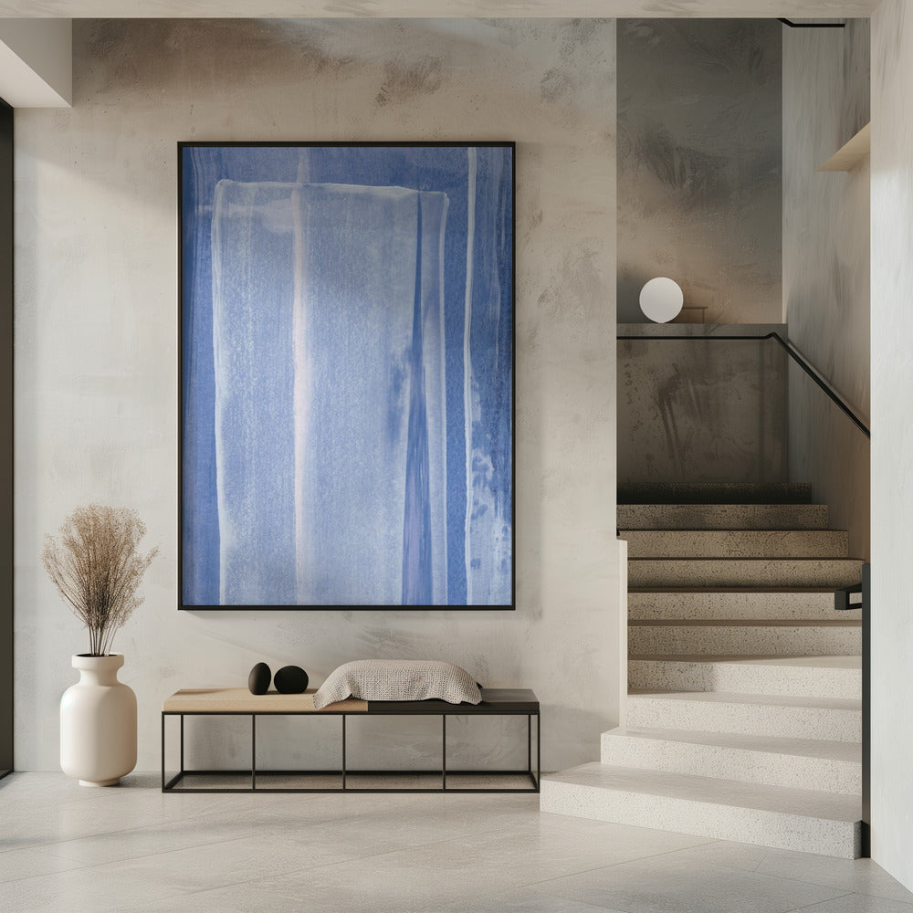 Blau mit vertikalen Pinselstrichen | Poster