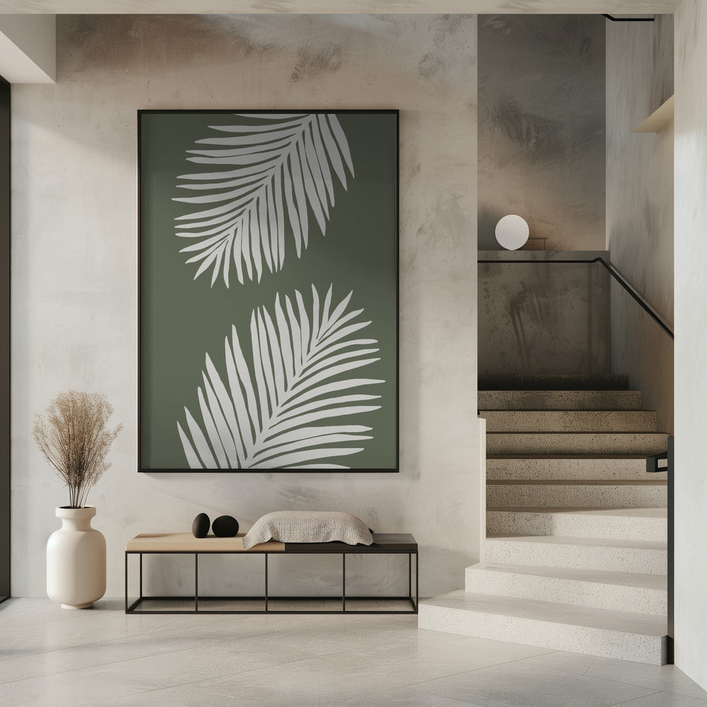 PALMBLATT 06 GRÜN WEISS | Poster