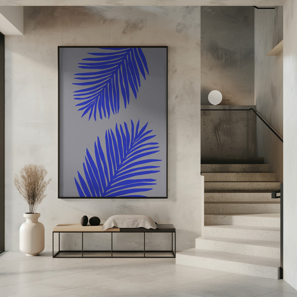 PALM LEAF 02 SOFT GRAY | Poster