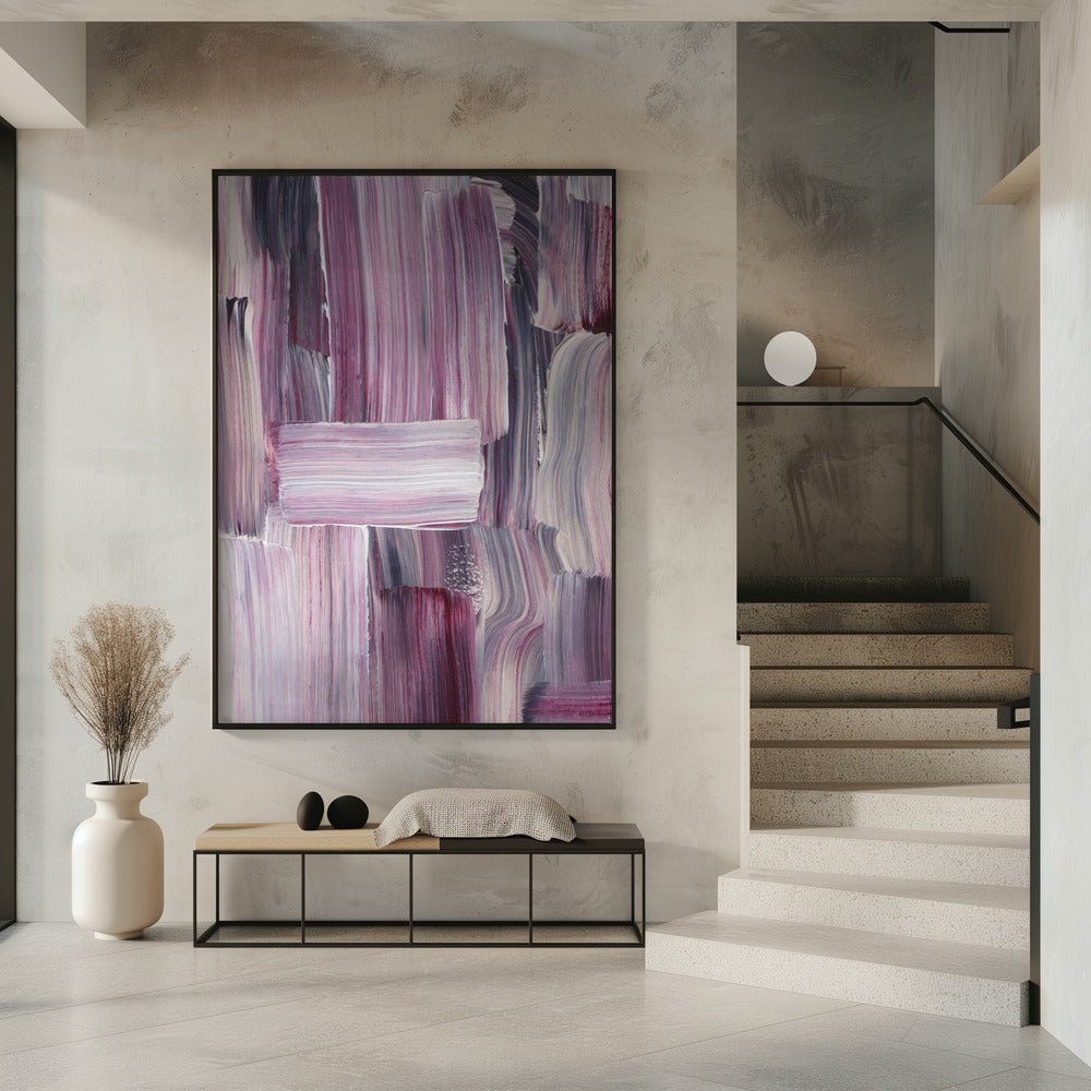 Kräftige Pinselstriche in Violett- und Rosatönen | Poster