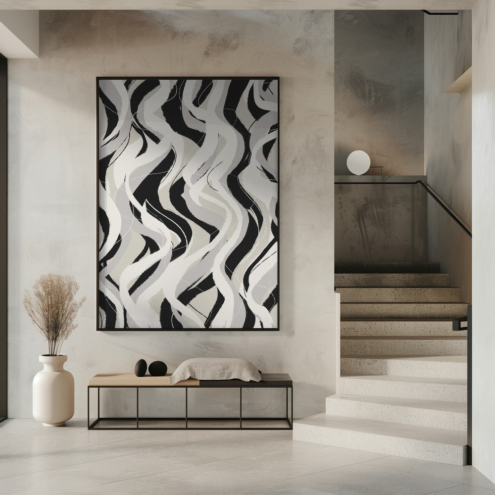 Geschwungene monochrome Wellen | Poster