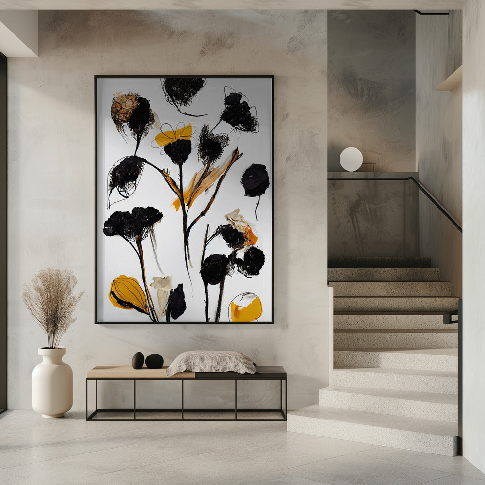 Schwarze Trockenblumen | Poster