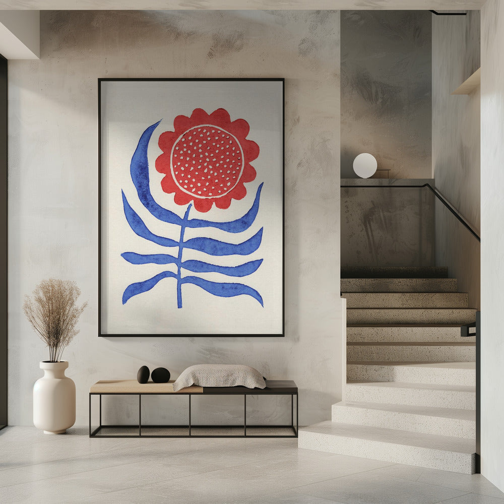 Red Flower / Lino Print | Poster