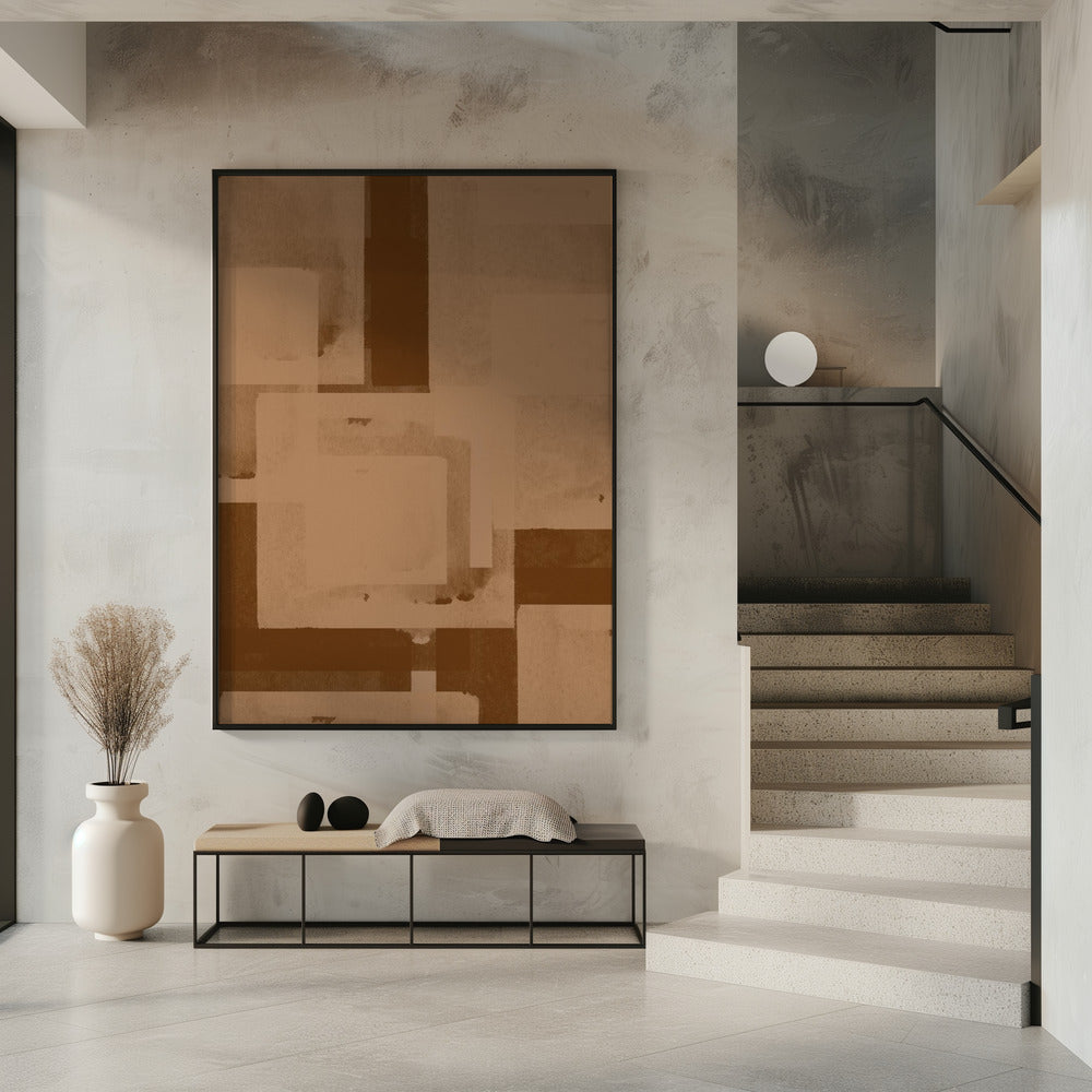 Sepia Geometrischer Fluss | Poster