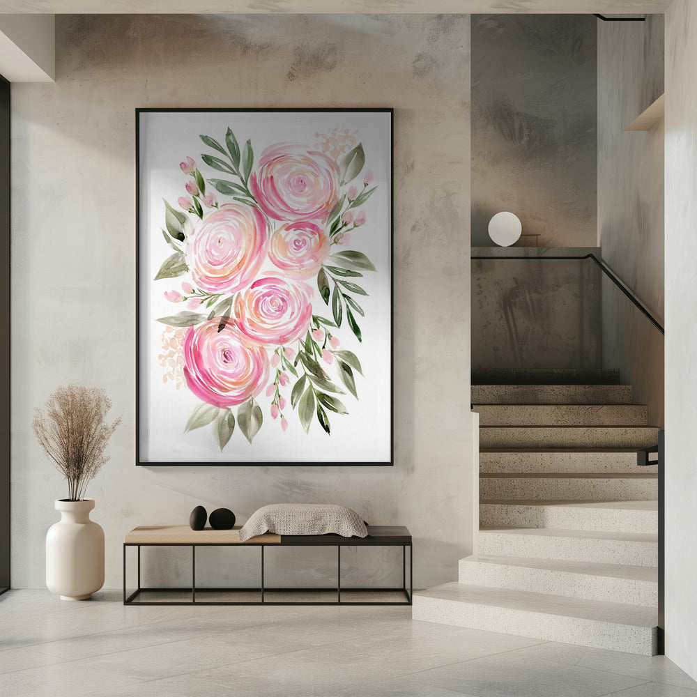 Begonia pink ranunculus bouquet | Poster