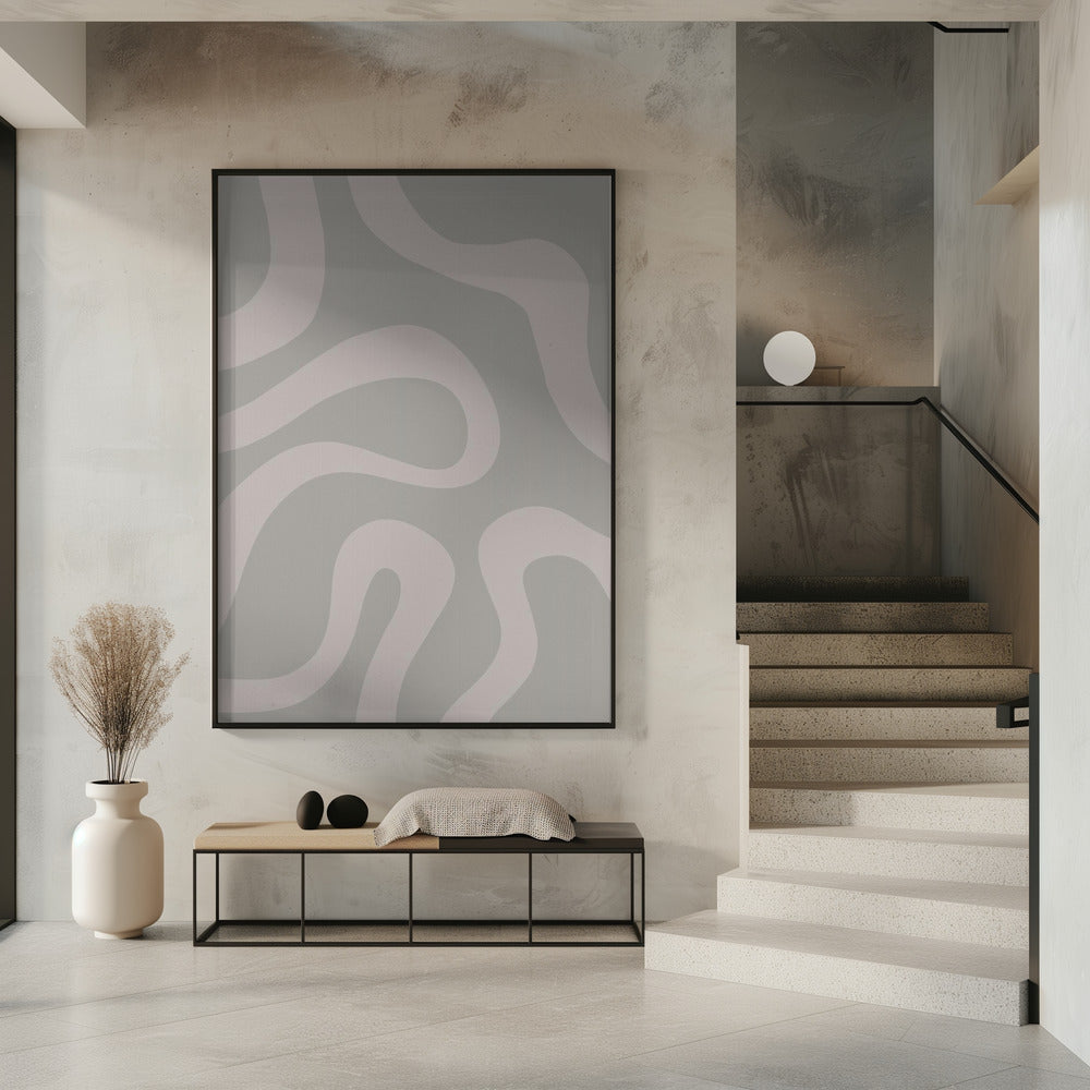 Weiße Linien auf gedämpftem grauem Hintergrund | Poster