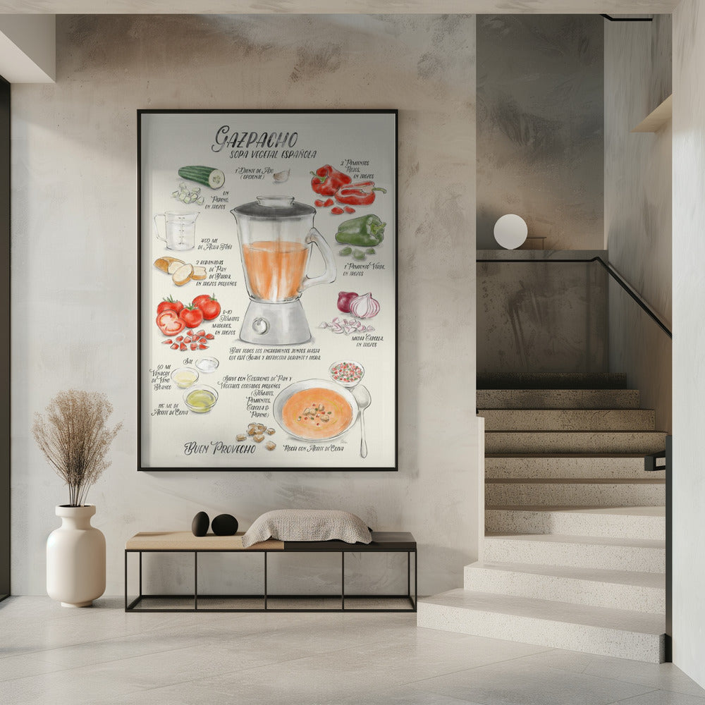 Gazpacho illustrated recipe in Spanish | Poster