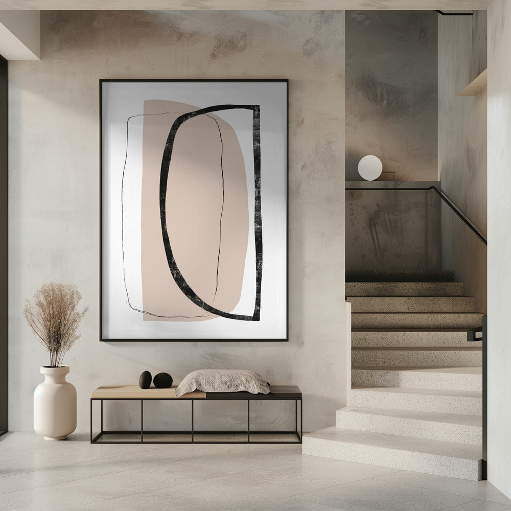 Weiche beige und schwarze geometrische Formen | Poster