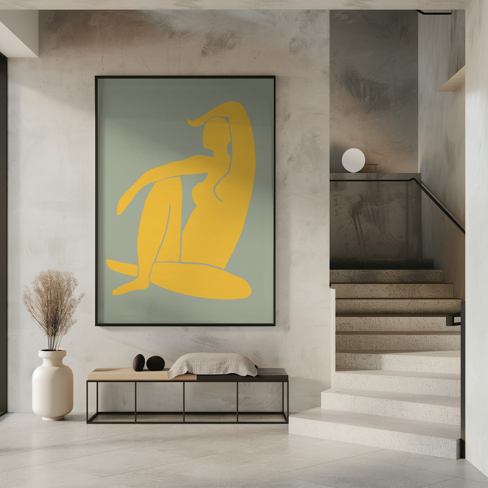 Figur Grün und Gelb Matisse Stil | Poster