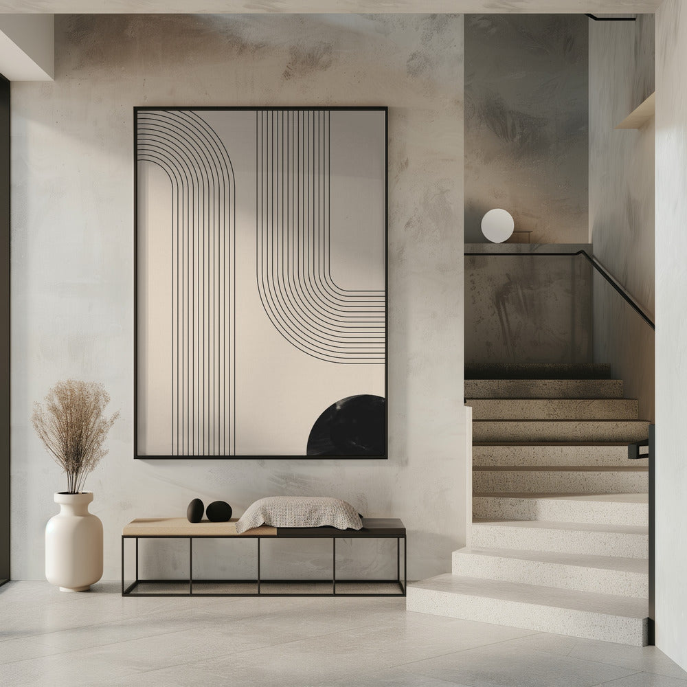Schwarzes minimalistisches Linienkunst-Poster
