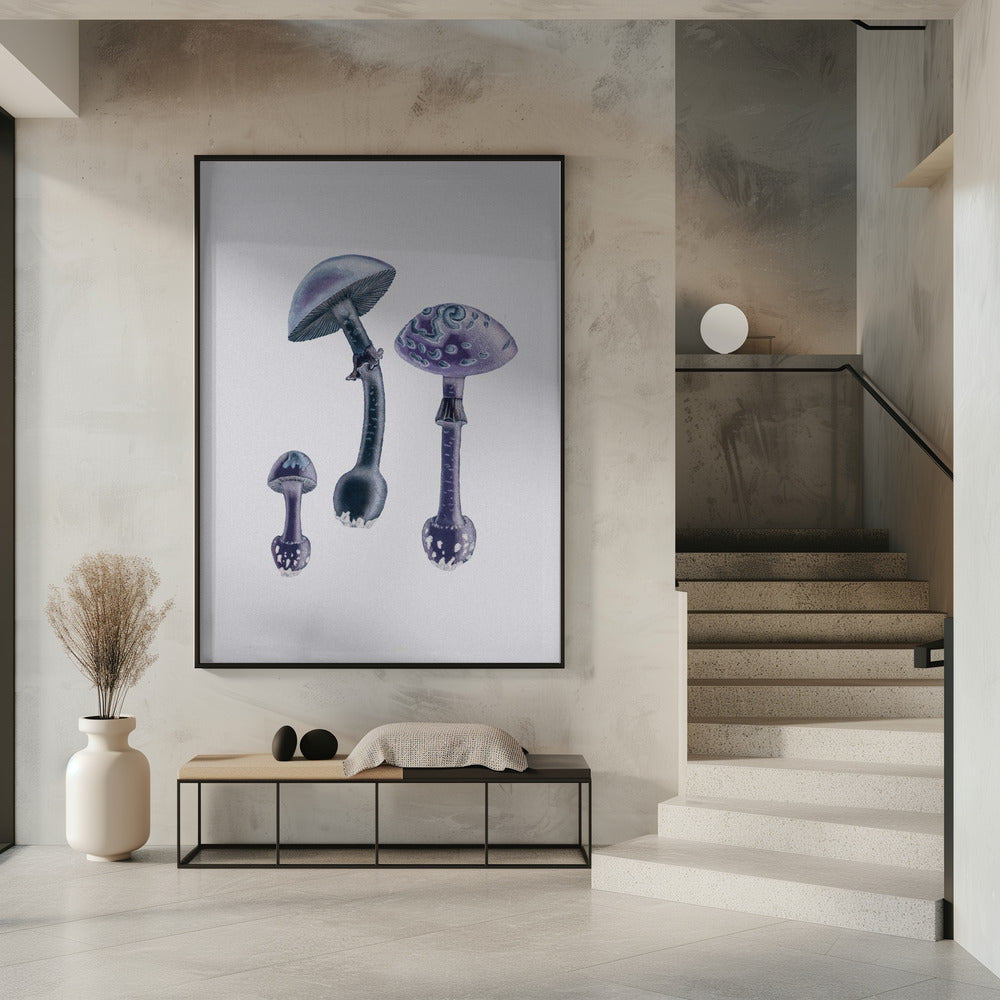 Amanita Muscaria White Backgound Purple | Poster