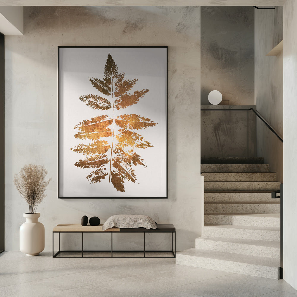 Eichenblattdruck Gold | Poster