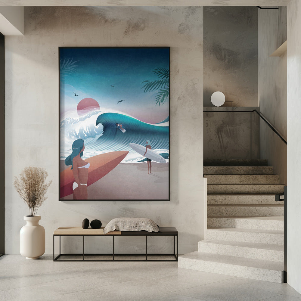 Sonnenuntergang Surfszene | Poster