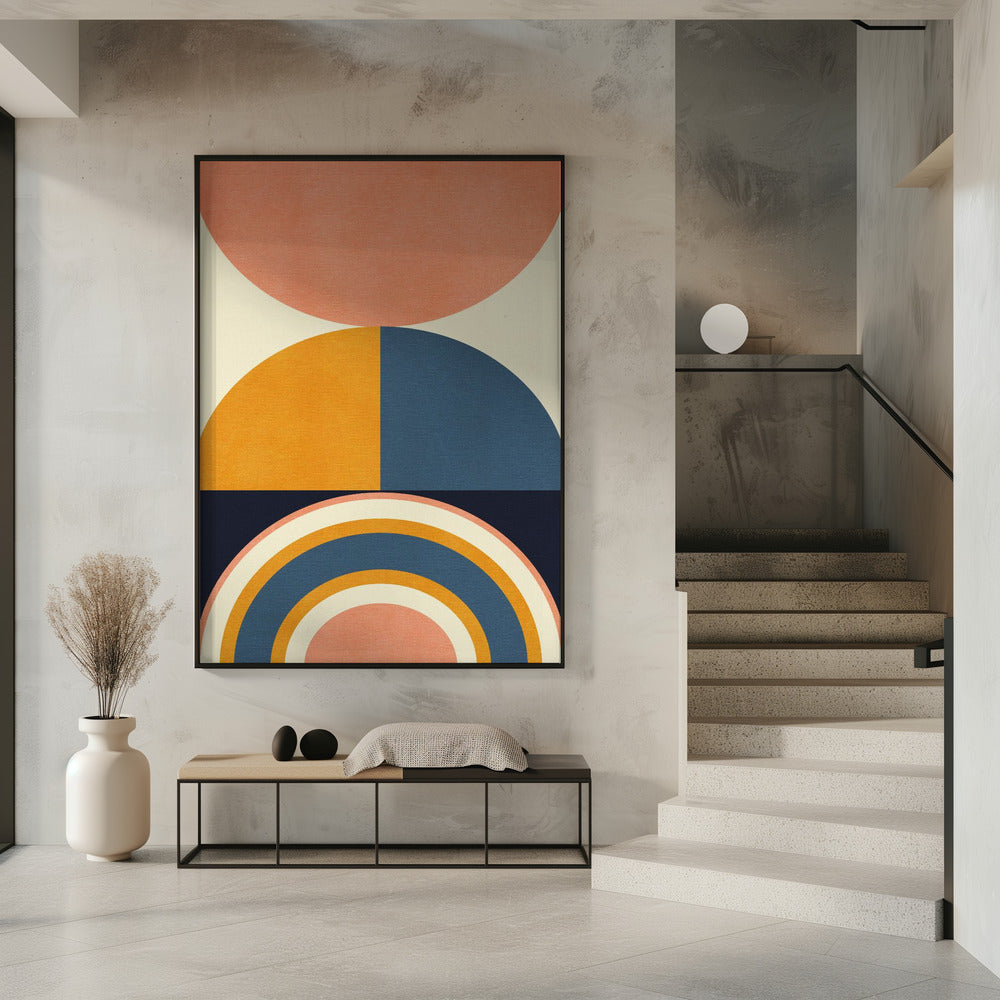 Rainbow Plus Shapes Blue Mustard10 | Poster