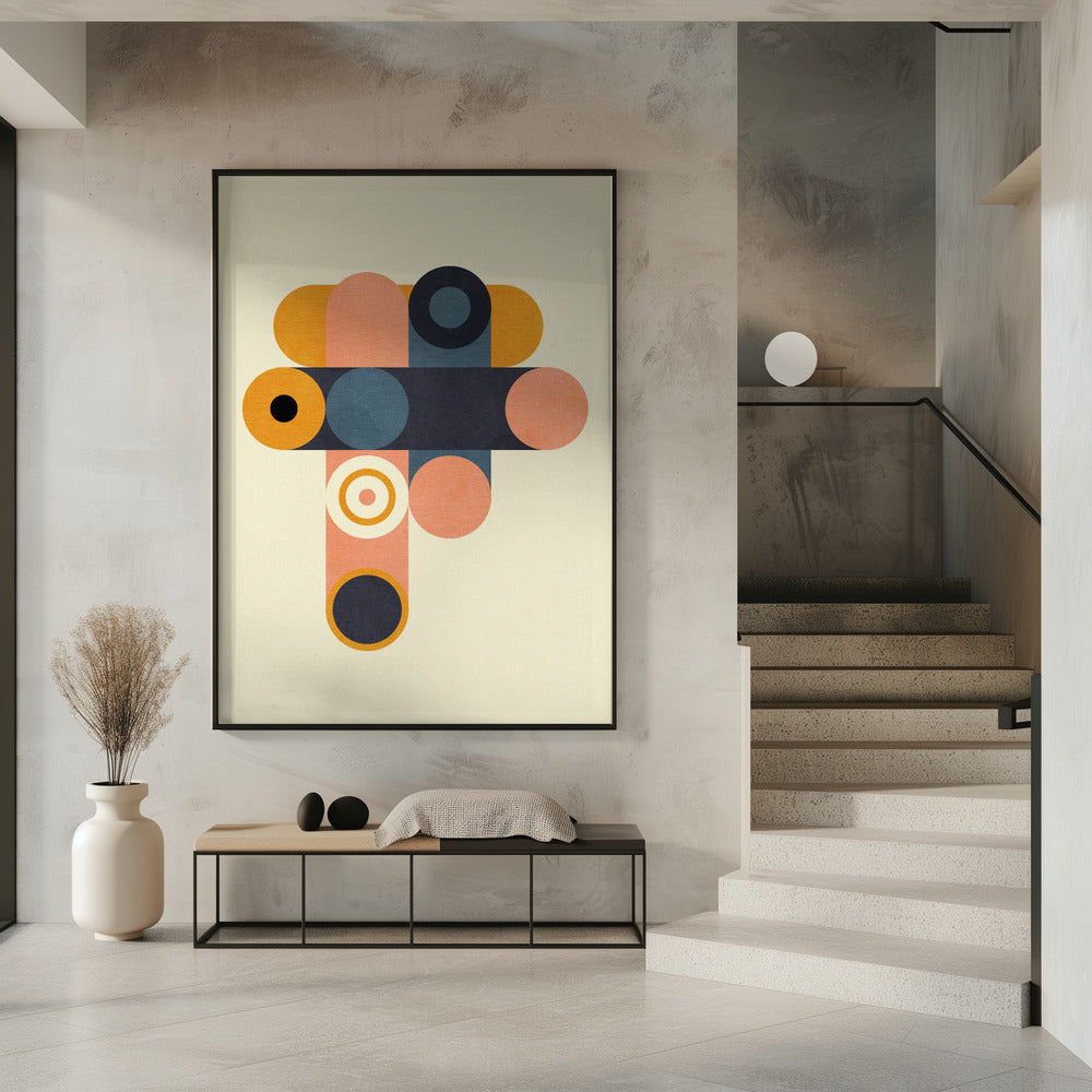 Rainbow Plus Shapes Blue Mustard8 | Poster