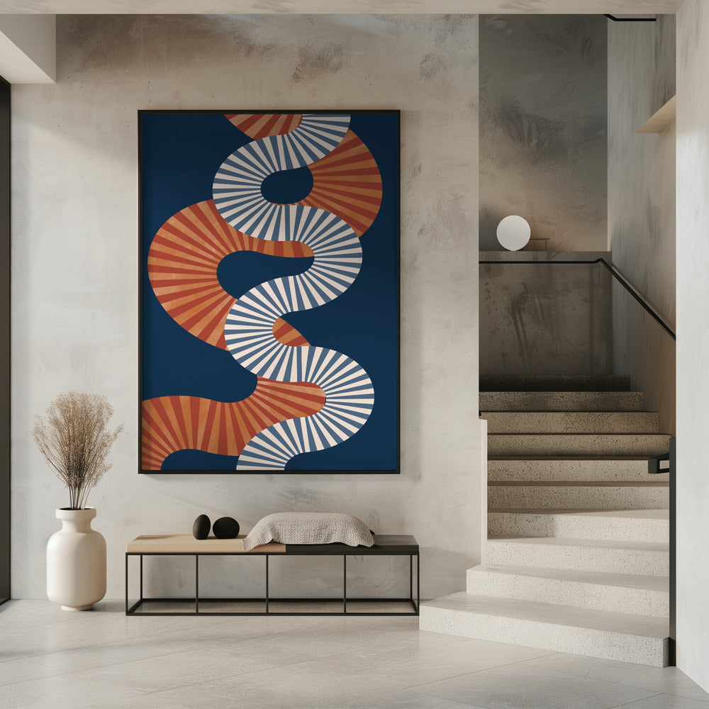 Gewundenes Muster in Retro-Farben | Poster