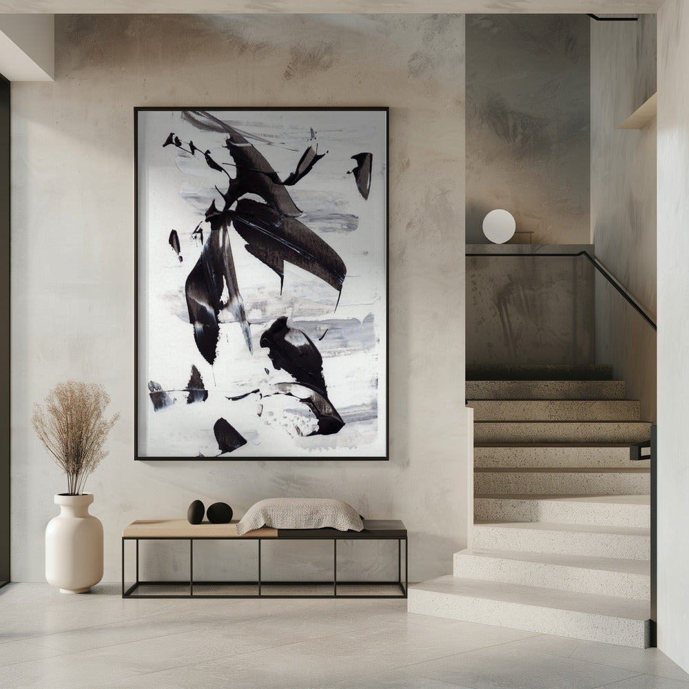 Monochrome dynamische Pinselstriche | Poster