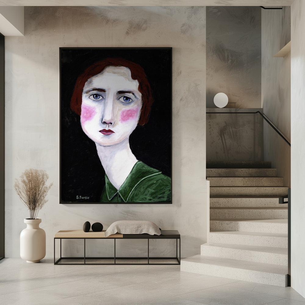 Vintage Frau mit rosa Wangen | Poster