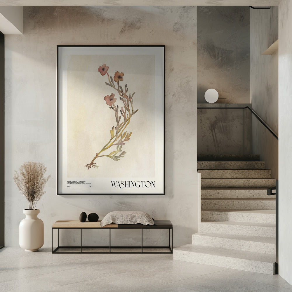 Watercolor print collection. Flower market - Washington | Poster