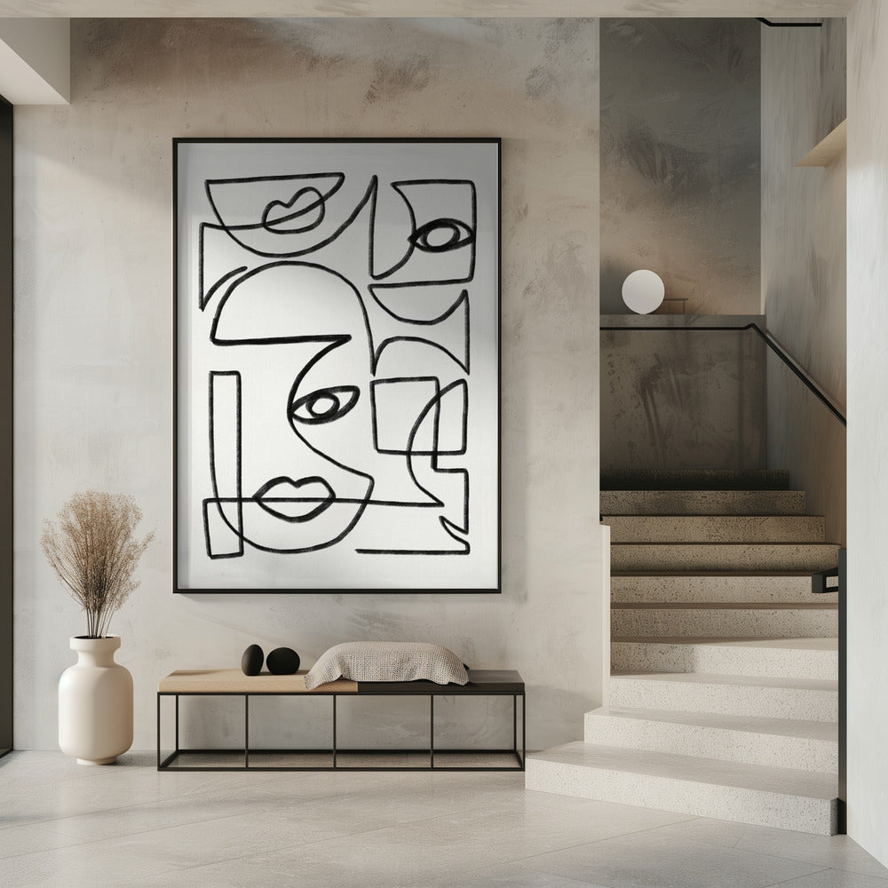 Abstract Line Art Faces | Poster