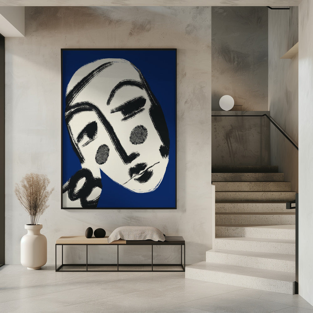 Ruhendes Porträt in Blau | Poster
