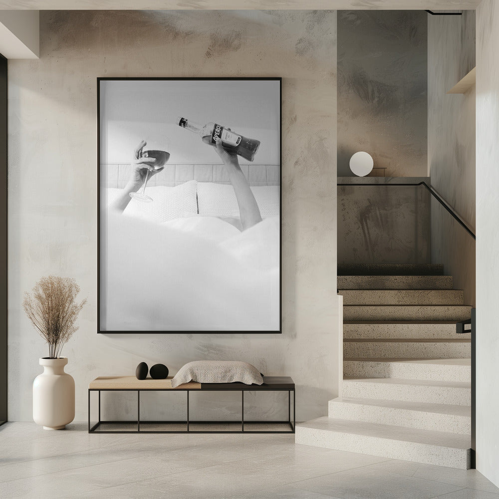 Aperol im Bett S/W | Poster