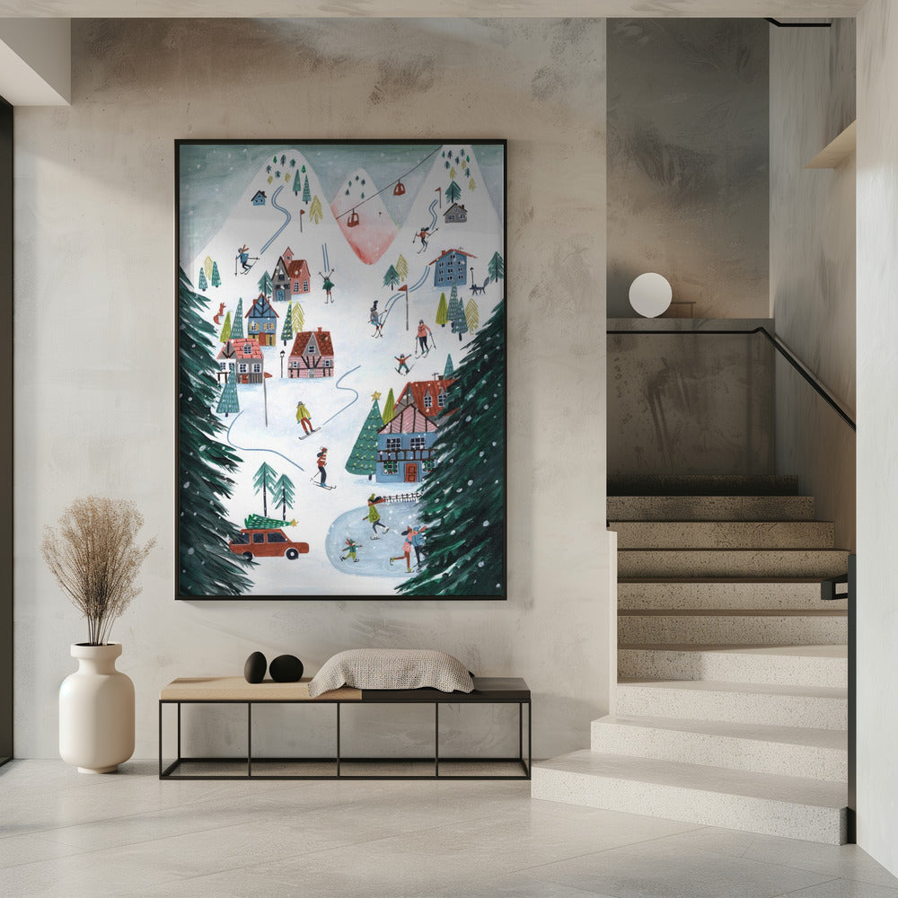 Langlauf in den Bergen zu Weihnachten | Poster