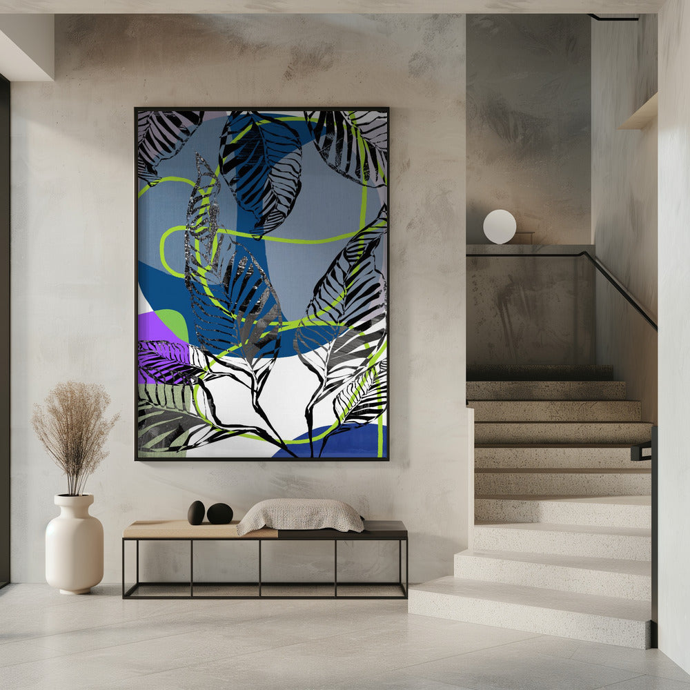 Schwarze Blätter mit Farbe Abstrakt Nr. 3 | Poster