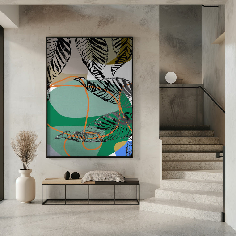 Abstract Black Leaves With Colour No2 | Poster