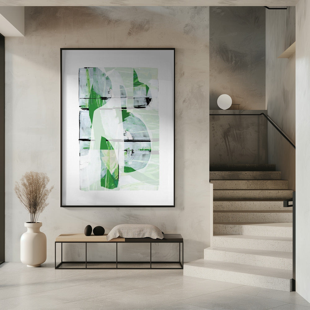 Limettengrün Schwarz Abstrakt Nr. 3 | Poster