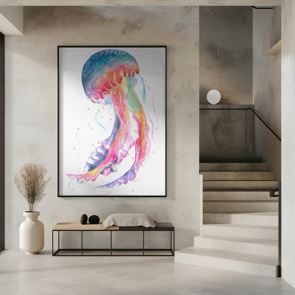 Jellyfish With Rainbow Hues | Poster