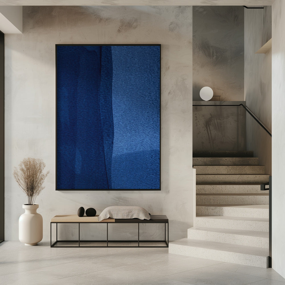 Blaue Textur mit fließenden vertikalen Linien | Poster