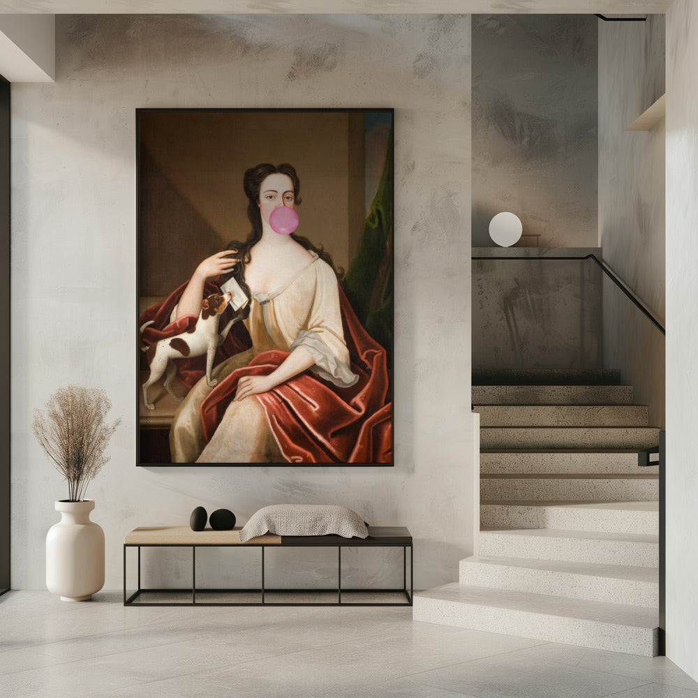 Renaissance Kaugummi Portrait und Hund / Veränderte Kunst | Poster