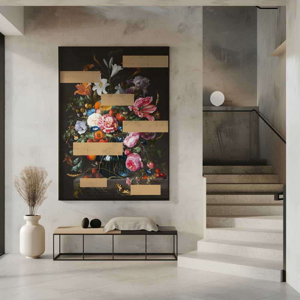 Blumenstrauß aus Vintage-Ölgemälden, moderne Collage | Poster