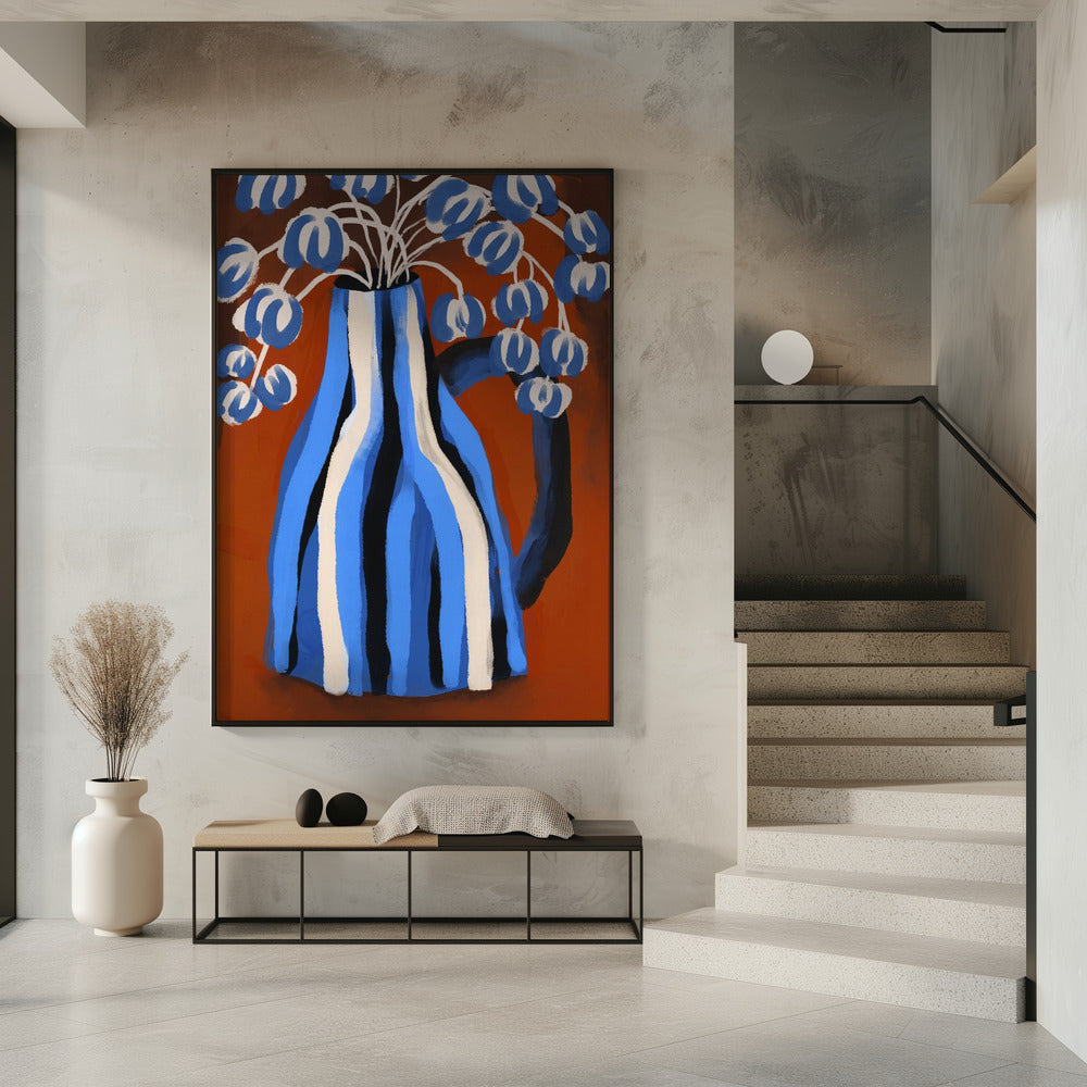 Gestreifte Vase Blüten | Poster