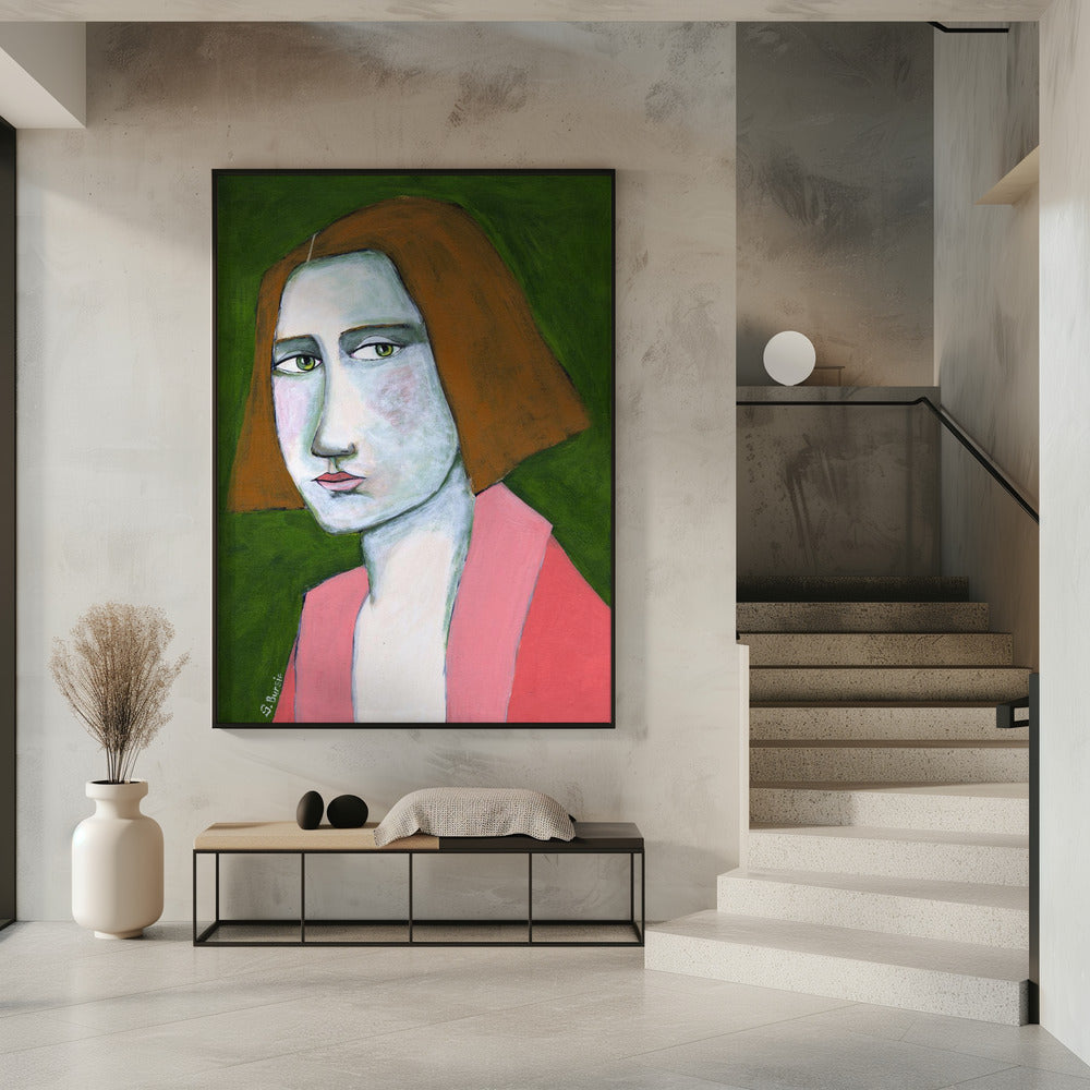 Frau in rosa Jacke | Poster
