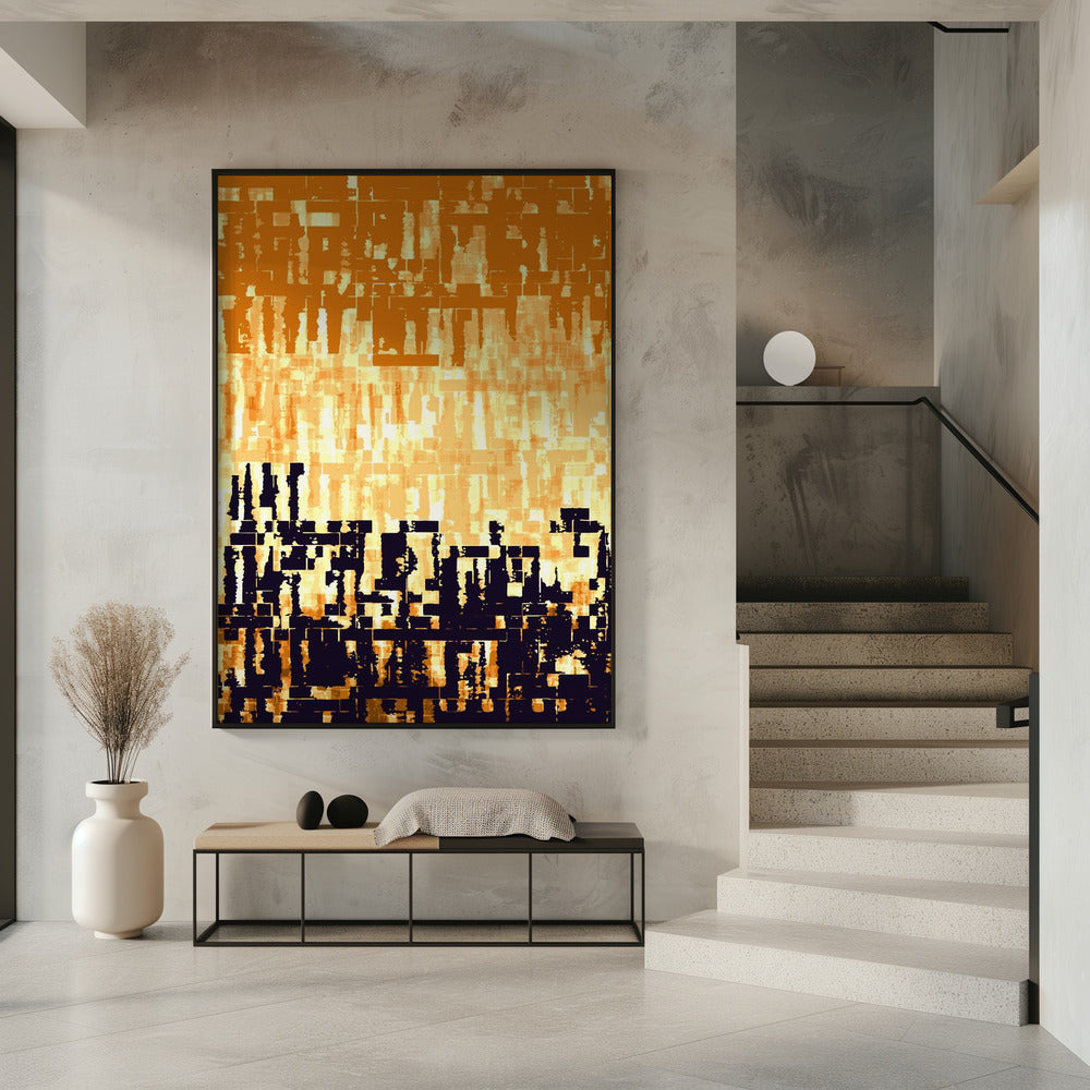 Orange-schwarze Farbpalette mit pixeligen Texturen | Poster