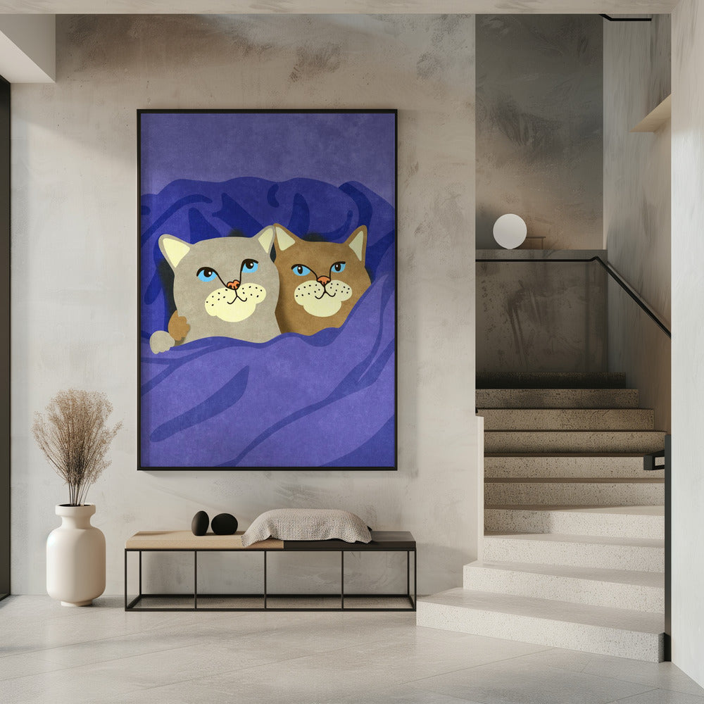 Katzen im Bett | Poster